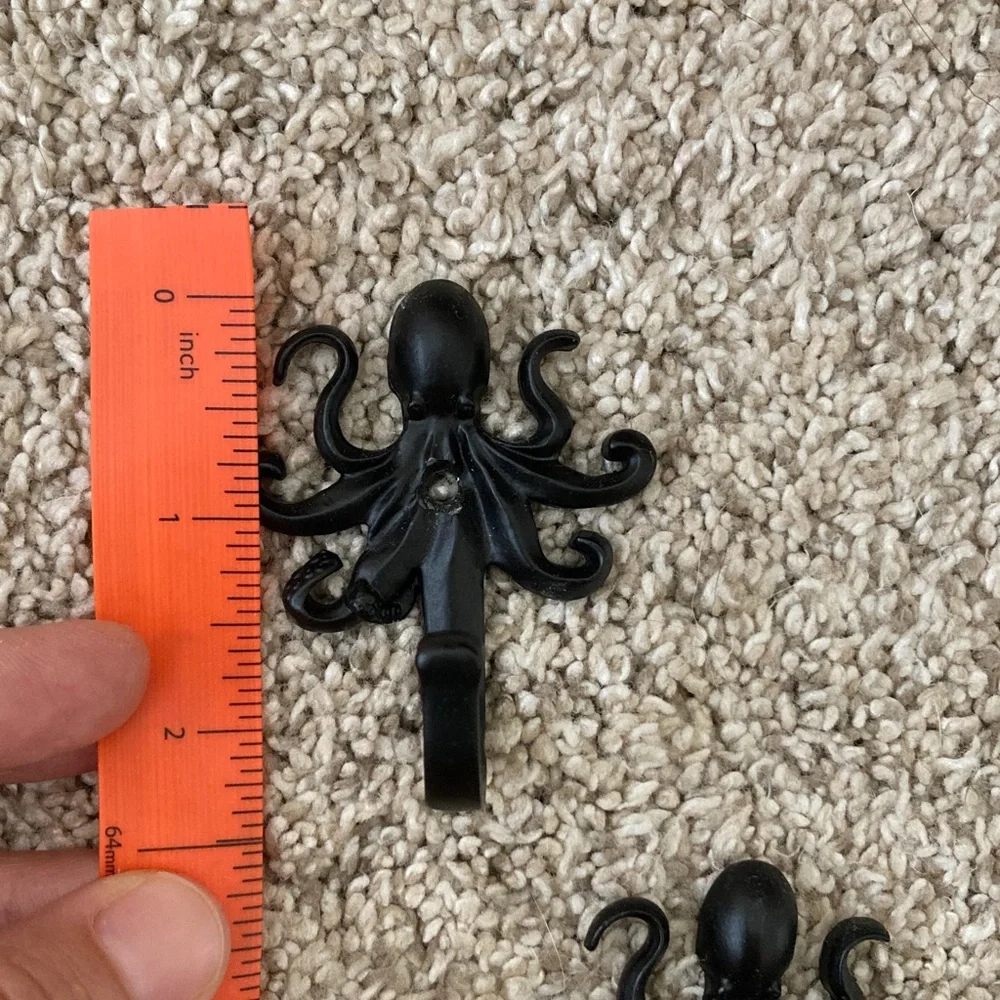 4 Pack Black Octopus Wall Hooks for Keys, Towels, Etc.